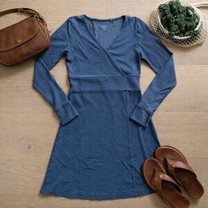 Toad & Co Cue Wrap Dress Women’s Small Dusty Blue Long Sleeve Sustainable Midi